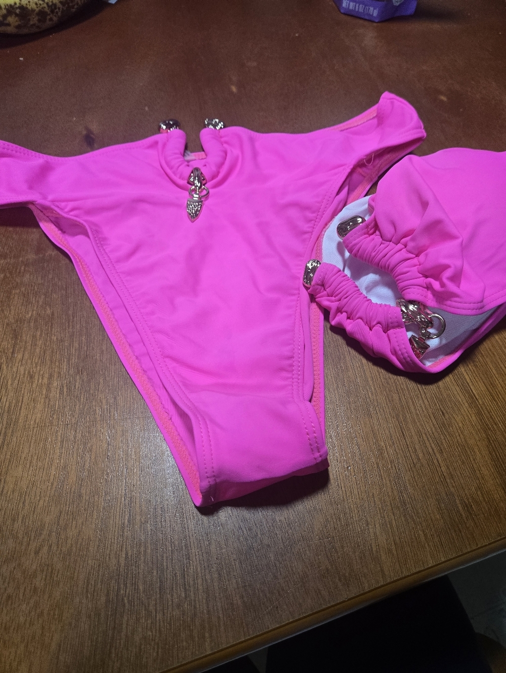Hot Pink Bikini Set   with Gold Accent Size Large
